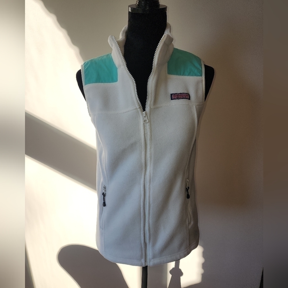 Vineyard Vines womens shep vest white & aqua size S.